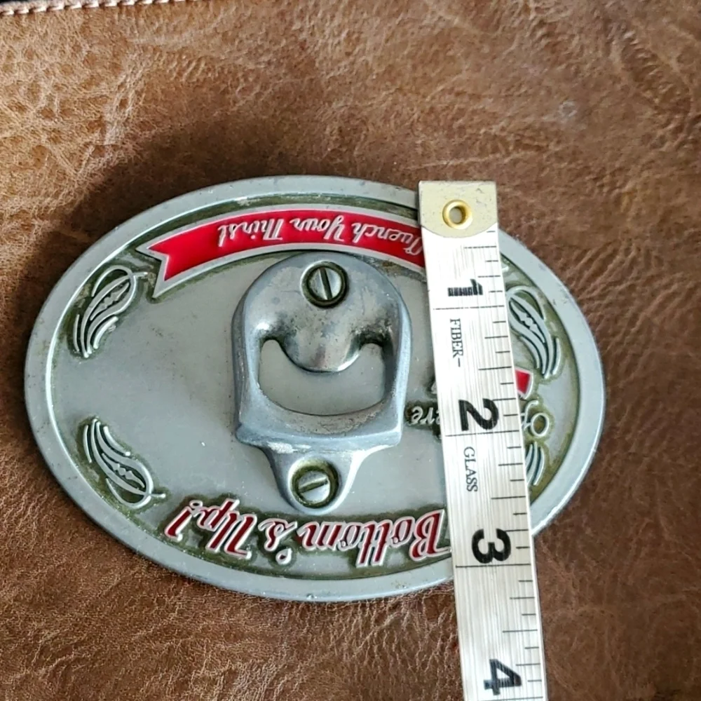 VINTAGE 90s BOTTOMS UP BELT BUCKLE WITH BOTTLE OPENER